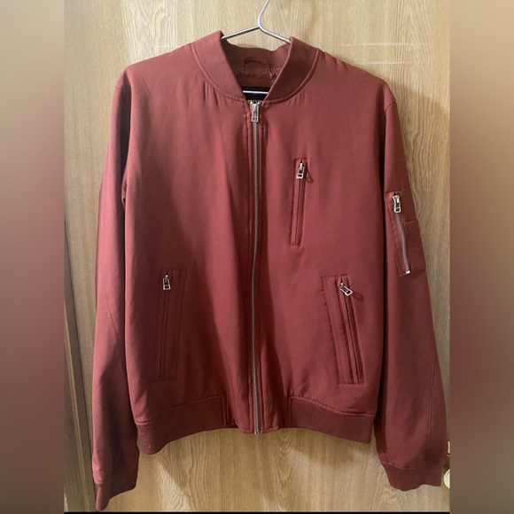 Forever 21 Men Bomber Jacket - dark rust / light maroon - mens size M - Picture 5 of 5